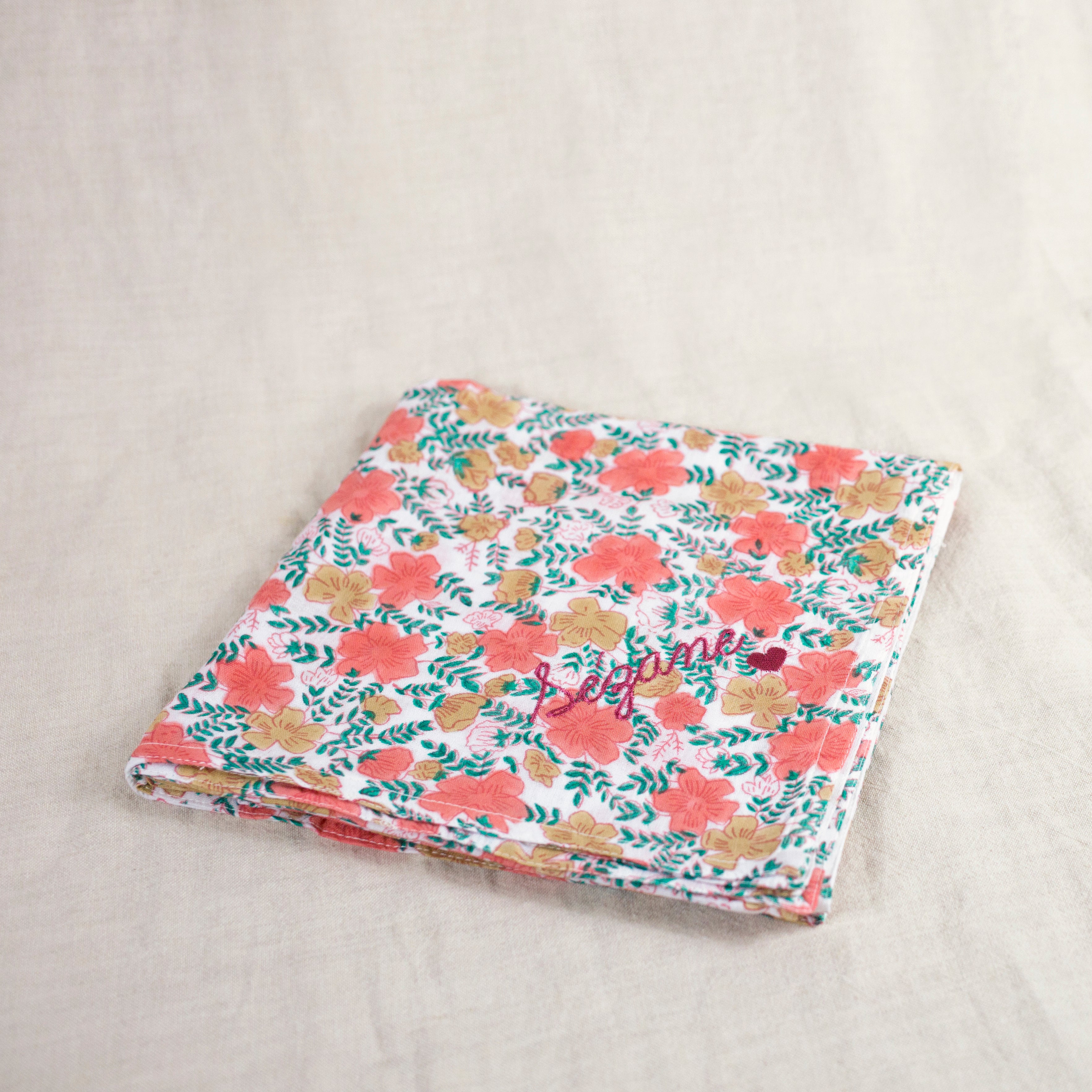 Baby cloth in cotton muslin PAISLEY orange