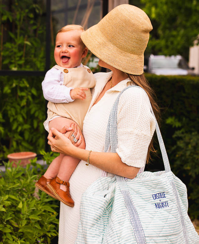 Maman et son mini elle avec sac week end bebe personnalise jodhpur roseta design